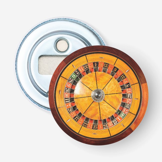 Classic Wooden Roulette Wheel Bottle Opener (Front)