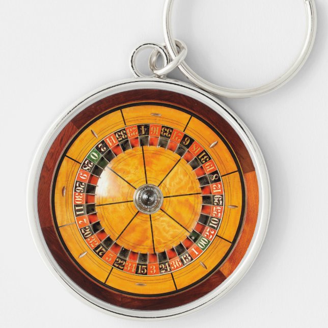 Classic Wooden Roulette Wheel Keychain (Front)