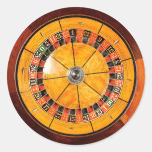Classic Wooden Roulette Wheel Round Stickers