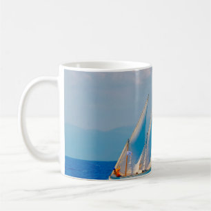 Classic wooden sailing boats in a race, Spetses i Coffee Mug