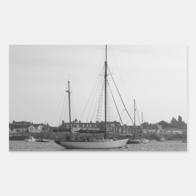 Classic Wooden Yacht Rectangular Sticker (Front)