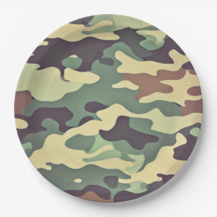 Classic Woodland Camouflage Paper Plate