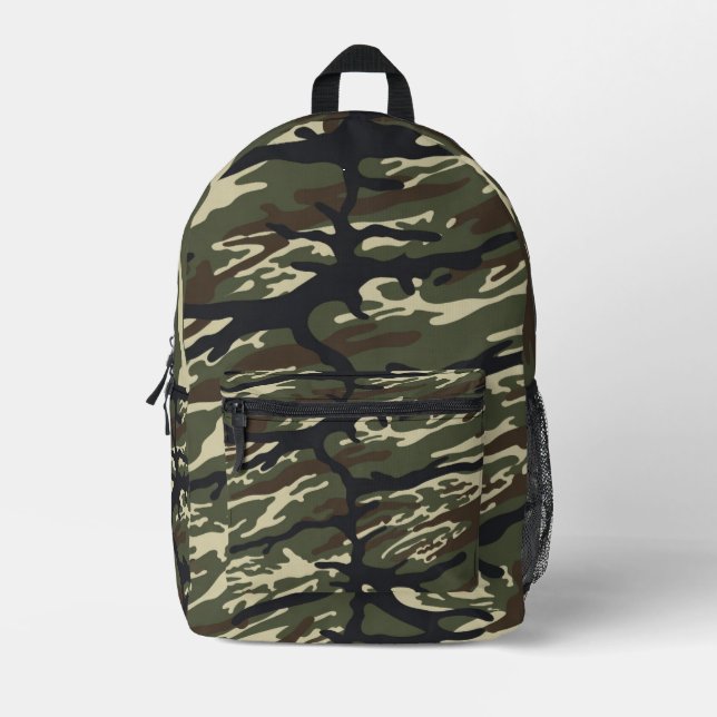 Classic Woodland Camouflage Pattern Printed Backpack (Front)