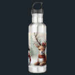 Classic woodland Christmas deer/snowman 710 Ml Water Bottle<br><div class="desc">vintage styled</div>