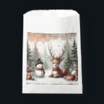 Classic woodland Christmas deer/snowman Favour Bags<br><div class="desc">vintage styled</div>