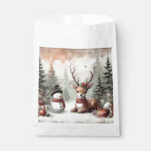 Classic woodland Christmas deer/snowman Favour Bags
