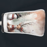 Classic woodland Christmas deer/snowman Golf Head Cover<br><div class="desc">vintage styled</div>