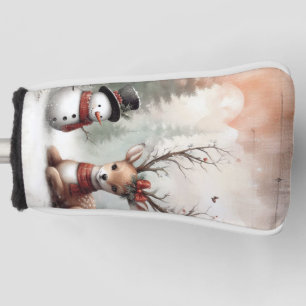 Classic woodland Christmas deer/snowman Golf Head Cover