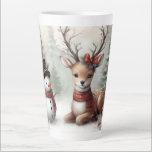Classic woodland Christmas deer/snowman Latte Mug<br><div class="desc">vintage styled</div>