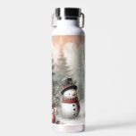 Classic woodland Christmas deer/snowman Water Bottle<br><div class="desc">vintage styled</div>