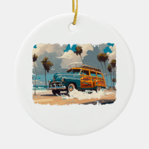 Classic Woody Wagon Ceramic Tree Decoration
