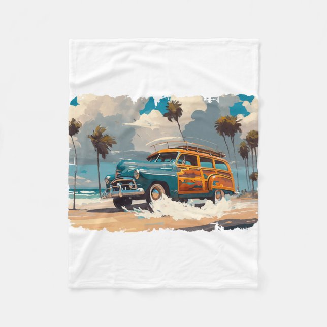 Classic Woody Wagon Fleece Blanket (Front)