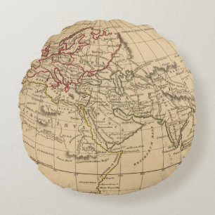 Classic World Map Round Cushion