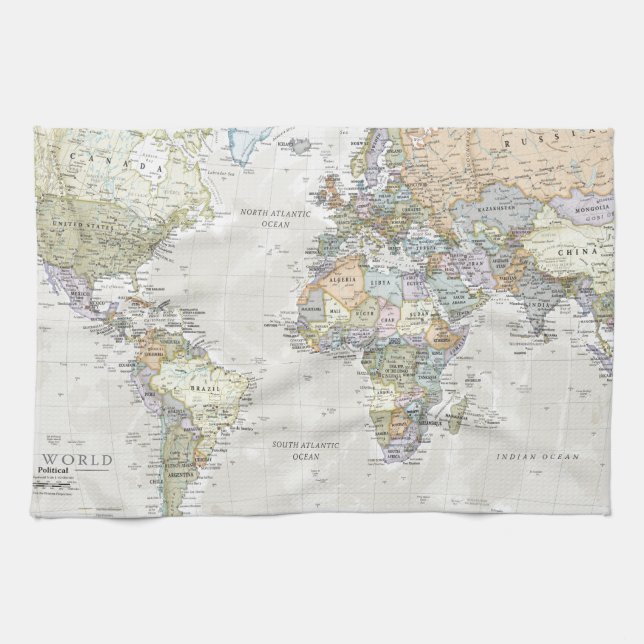Classic World Map Tea Towel (Horizontal)