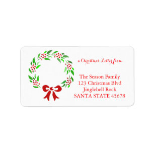 Classic wreath Christmas address label