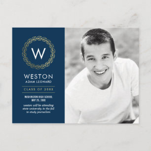 Classic Wreath EDITABLE COLOR Graduation Postcard