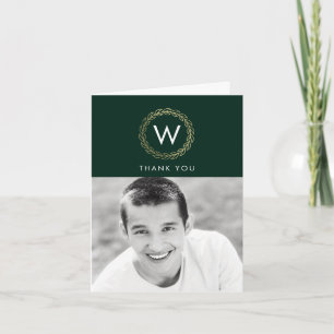 Classic Wreath EDITABLE COLOR Graduation Thank You Card