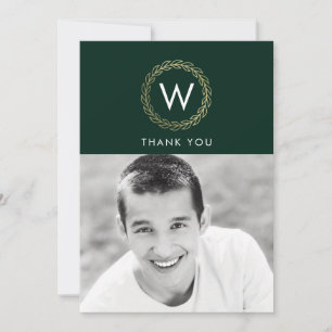 Classic Wreath EDITABLE COLOR Photo Thank You Card