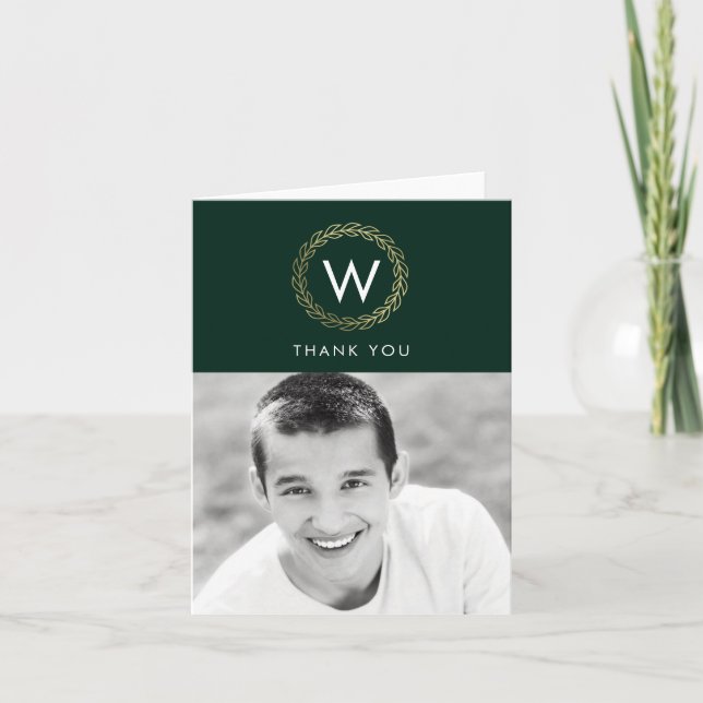 Classic Wreath EDITABLE COLOR Thank You Card (Front)