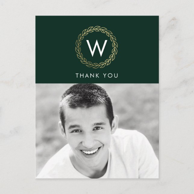 Classic Wreath EDITABLE COLOR Thank You Postcard (Front)