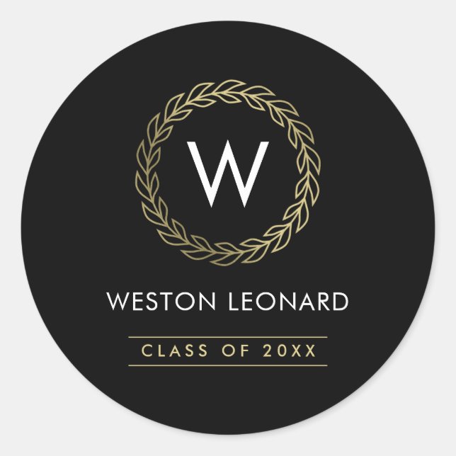 Classic Wreath Graduation Sticker or Envelope Seal (Front)