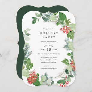 Classic Wreath Holiday Party Invitation