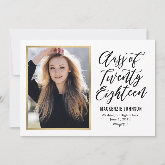 Classic Writing EDITABLE COLOR Graduation Card (Front)