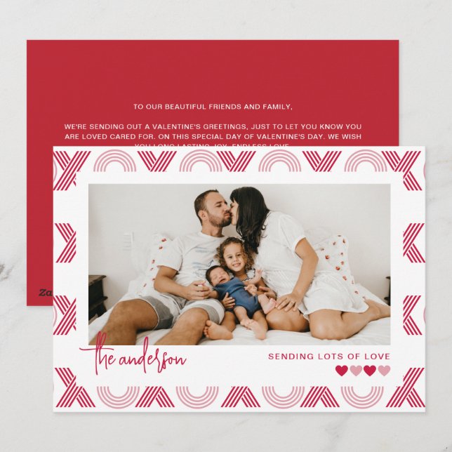 Classic XOXO Border Happy Valentine's Day Photo  Holiday Card (Front/Back)