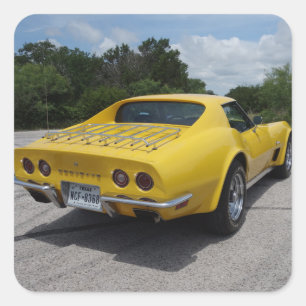 Classic Yellow 1973 Corvette Square Sticker