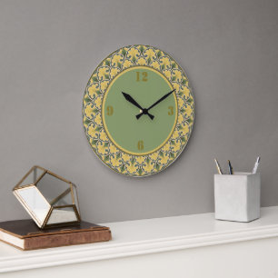 Classic Yellow and Green Large Clock