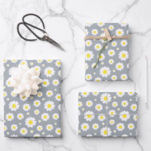 Classic Yellow and White Daisy Flower Pattern Wrapping Paper Sheet
