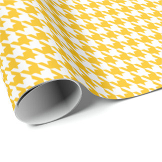 Classic Yellow and White Houndstooth Pattern  Wrapping Paper