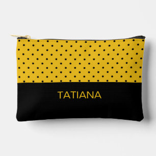 Classic Yellow & Black Polka Dot Pattern Accessory Pouch