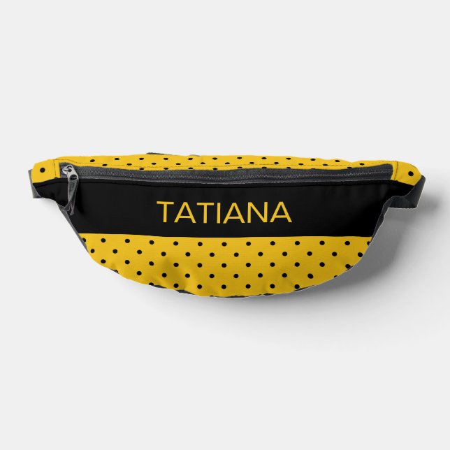 Classic Yellow & Black Polka Dot Pattern Bum Bags (Lay Down)