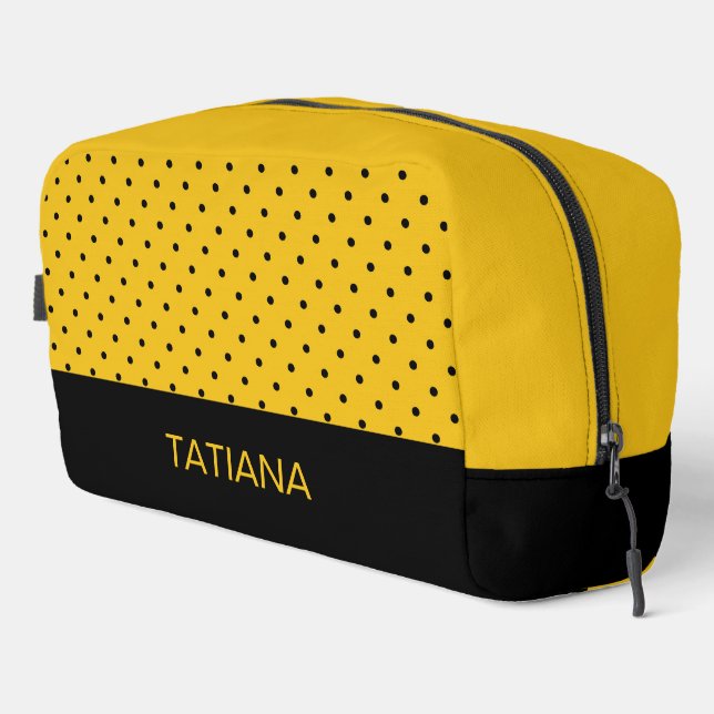 Classic Yellow & Black Polka Dot Pattern Dopp Kit (Right Corner)