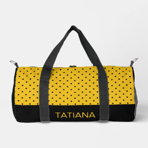 Classic Yellow & Black Polka Dot Pattern Duffle Bag