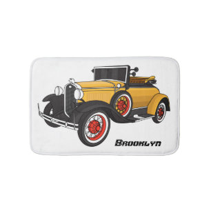 Classic yellow car 1931 bath mat