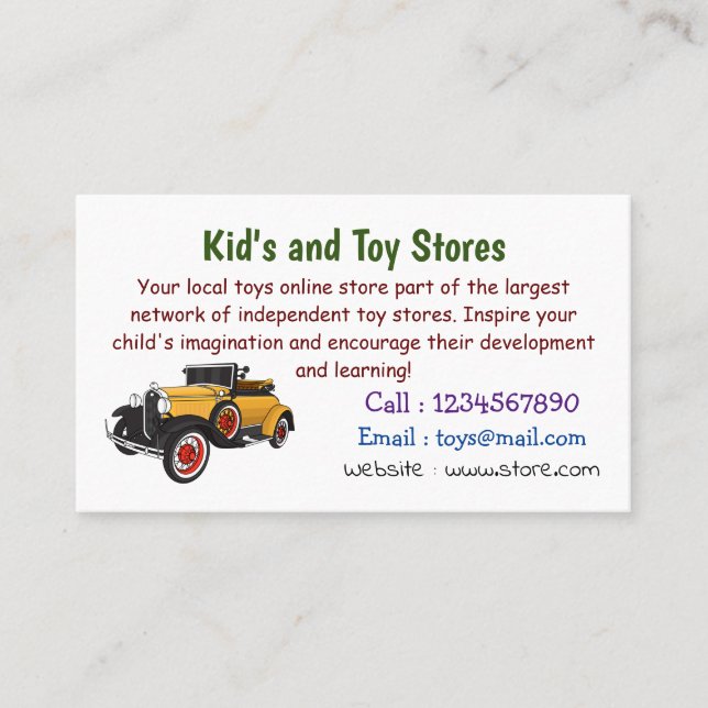 Classic yellow car 1931 business card (Front)