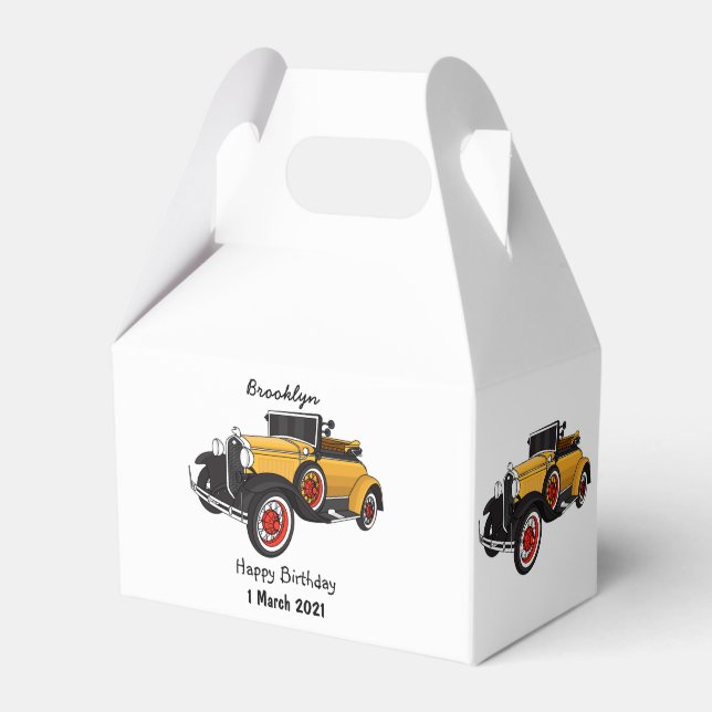 Classic yellow car 1931 favour box (Front Side)