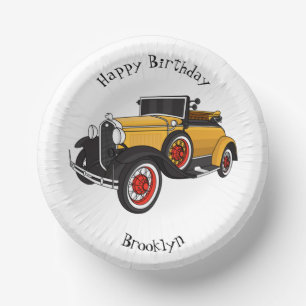Classic yellow car 1931 paper plate