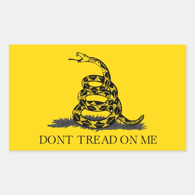 Classic Yellow Gadsden Flag Don't Tread on Me Rectangular Sticker (Front)