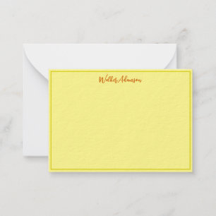 Classic Yellow Gingham Check Plaid Name Border Card