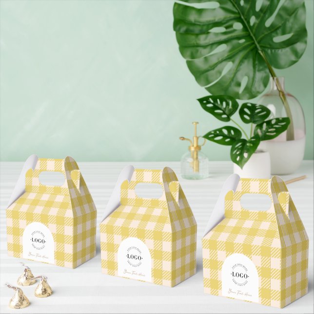 Classic yellow gingham preppy wedding favour boxes (Multiple)
