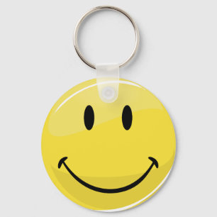 Classic Yellow Happy Face Key Ring