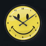 Classic Yellow Happy Face Round Clock<br><div class="desc">The classic yellow happy face that everyone loves.</div>