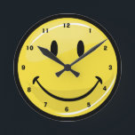 Classic Yellow Happy Face Round Clock<br><div class="desc">The classic yellow happy face that everyone loves.</div>