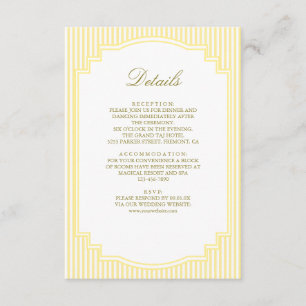 Classic Yellow Striped Wedding Details Enclosure Card