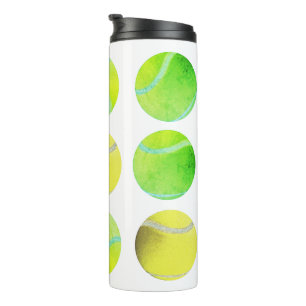 Classic Yellow Tennis Ball Pattern Player White    Thermal Tumbler