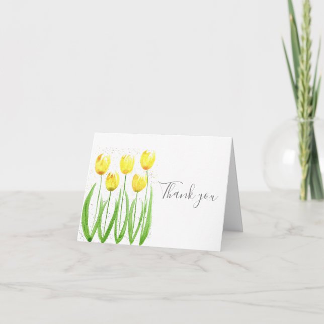 Classic Yellow Tulips Floral Wedding Thank you  (Front)