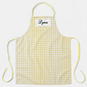 Classic Yellow & White Gingham   Personalized Name Apron